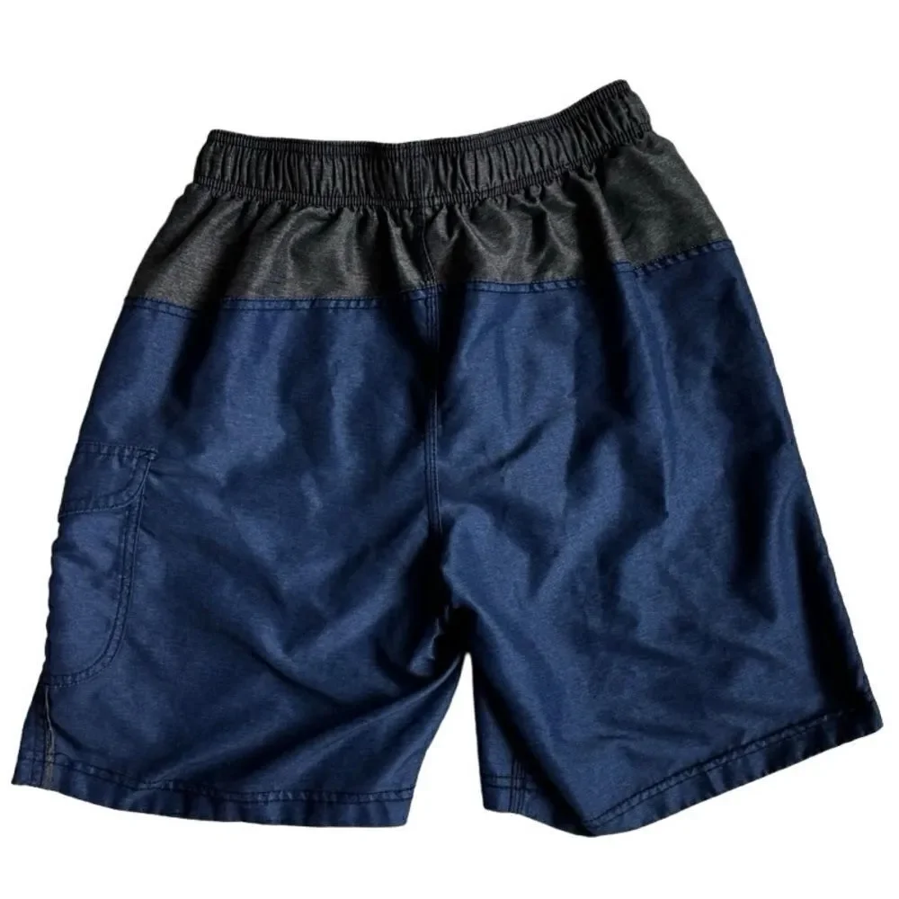 Speedo Mens Swim Trunks Blue Gray Shorts SZ M